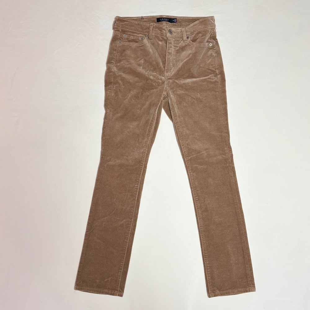 Lauren Ralph Lauren Tan Brown Corduroy Straight Leg Pants Womens 6P Petite